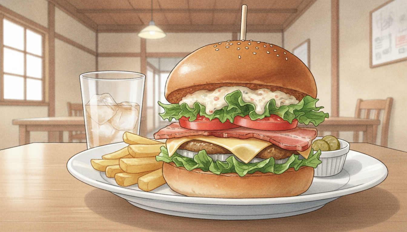 看板メニュー「みはらバーガー」を味わう